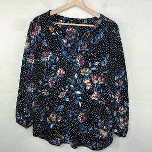 By & By Floral Polka Dot Pullover long sleeve v neck size 2X